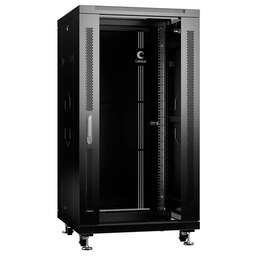 CABEUS Шкаф коммутационный SH-05C-22U60/60-BK напольный, стеклянная передняя дверь, 22U, 600x1166x600 мм