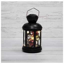 NEON-NIGHT (513-061) Декоративный фонарь с шариками 12х12х20,6 см, черный , Теплый цвет свечения