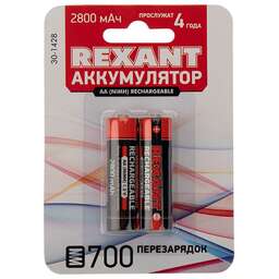 REXANT (30-1428) АККУМУЛЯТОР ТИП AA ПАЛЬЧИКОВЫЙ 1.2 В 2800 МАЧ