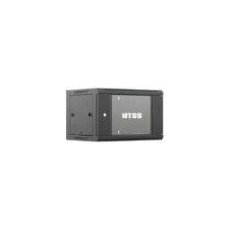 NTSS Шкаф коммутационный ( -W9U6060GS-BL) настенный 9U 570x600мм пер.дв.стекл 60кг черный 500мм 22кг 220град. 500мм IP20 сталь