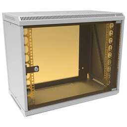 SUPRLAN Шкаф коммутационный ТВЛ-9U-600-350-СР (05-1090) настенный 9U 600x350мм пер.дв.стекл направл.под закл.гайки RAL 7035 285мм 15кг 500мм металл