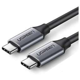 UGREEN Кабель US161, USB Type-C (m) - USB Type-C (m), 1.5м, в оплетке, 3A, серый / черный [50751]