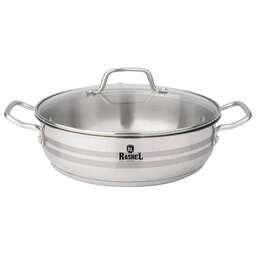 RASHEL Жаровня с термодатчиком 26 см, нержавеющая сталь, стекл. крышка