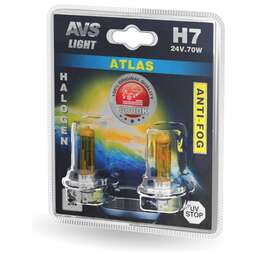 AVS Галогенная лампа /ATLAS ANTI-FOG/желтый H7. 24V.70W.блистер 2шт