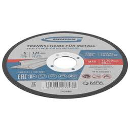 GROSS Круг отрезной по металлу, 125 х 1,0 х 22,2 мм, SWA60TBF, в метал.банке, 10 шт. 743680