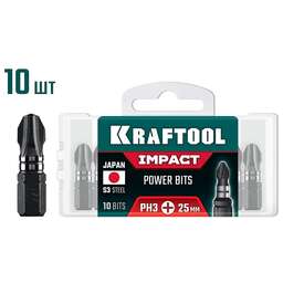 KRAFTOOL Impact PH 3, 25 мм, 10 шт, ударные биты (26191-3-25-S10)