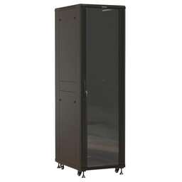 HYPERLINE Шкаф серверный TTBR-4268-AS-RAL9004 напольный 42U 600x800мм пер.дв.стекл задн.дв.перфор. 4 бок.пан. 1000кг черный 710мм 117.1кг 2055мм IP20 сталь