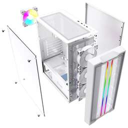 POWERCASE Корпус Mistral Evo White, Tempered Glass, 1x 120mm PWM ARGB fan + ARGB Strip + 3x 120mm PWM non LED fan, белый, ATX (CMIEW-F4S)