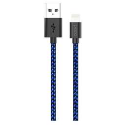 PERO Кабель DC-04, Lightning (m) - USB (m), 1м, в оплетке, синий / черный [prdc-048p2mbb]
