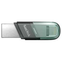 SANDISK Флеш-накопитель 64 Gb iXpand Flip Flash Drive Flip разъемы Lightning/USB-A. Цвет: серебристо-зеленый