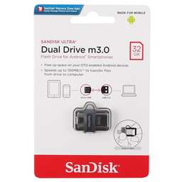 SANDISK Флешка Ultra Dual Drive USB 3.0-32GB. Цвет: серебристо-черный
