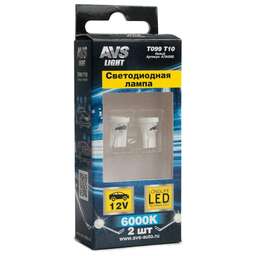 AVS T099 T10/белый/ (W2.1x9.5d)8SMD 3014,блистер 2 шт