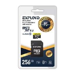 EXPLOYD MicroSDXC 256GB Class10 + адаптер SD (95MB/s) [EX256GCSDXC10UHS-1-ElU3]