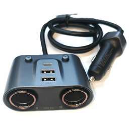 ACEFAST Автомобильное зарядное устройство B22 2-in-1 Fast 152W 2*USB-A&2*USB-C&2*Power Sockes In-Car Charger. Цвет: металлик