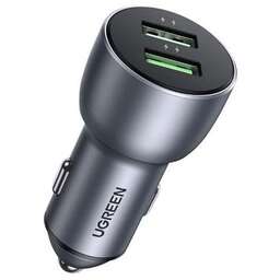 UGREEN Автомобильное зарядное устройство CD213, 2xUSB-A, 36Вт, 3A, серый [10144_]