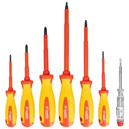 MATRIX Набор диэлектрических отверток 7 шт, до 1000 В, пробник электрический до 250 В, двухкомпонентные рукоятки Professional 13355