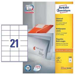 AVERY ZWECKFORM Этикетки 3481, A4, универсальная, 100л, 70г/м2, белый, 41мм х 70мм, 21шт, покрытие матовое