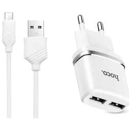 HOCO (6957531047773) C12 2USB 2.4A MICRO USB 1м белый