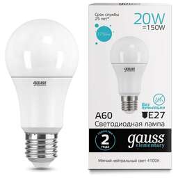 GAUSS Упаковка ламп LED E27, груша, 20Вт, 10 шт. [23229]