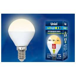 UNIEL (UL-00002375) LED-G45-6W/WW/E14/FR/MB PLM11WH