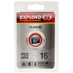 EXPLOYD MicroSDHC 16GB Class10 - б/а [EX0016GCSDHC10-W/A-AD]