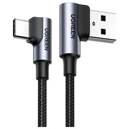 UGREEN Кабель US176, USB Type-C (m) - USB (m), 0.5м, в оплетке, 3A, черный [20855]