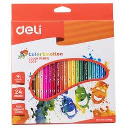 DELI Карандаши Color Emotion EC00220 EC00220, трехгранный, липа, 24 цв., коробка европодвес , 24