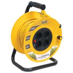 IEK Удлинитель силовой Garden (WKP23-06-04-20) 2x0.75кв.мм 4розет. 20м ПВС 6A катушка желтый