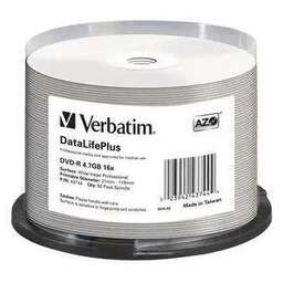 VERBATIM Оптический диск DVD-R 4.7Гб 16x, 50шт., 43744, cake box, printable