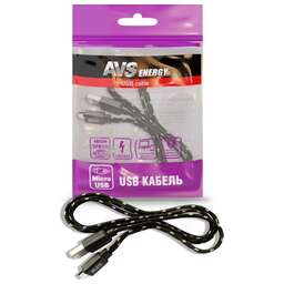 AVS MR-321 micro USB (1м) (плоский текстиль)