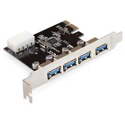 Exegate EX298943RUS Контроллер ExeGate EXE-314 v2.0 (PCI-E x1 v2.0, 4*USB3.0 ext., разъем доп.питания Molex, VIA Labs Chipset VL805)