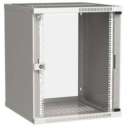 ITK Шкаф коммутационный Linea WE (LWE3-15U66-GF) настенный 15U 600x600мм пер.дв.стекл направл.под закл.гайки 50кг серый 550мм 22.3кг 200град. 715мм IP20 IK08 сталь
