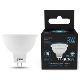 GAUSS Упаковка ламп LED GU5.3, рефлектор, 5Вт, 101505305, 10 шт