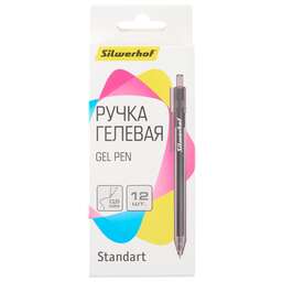 SILWERHOF Набор ручек гелев. автоматическая NG Standart d=0.5мм черн. черн. кор.карт. (12шт)