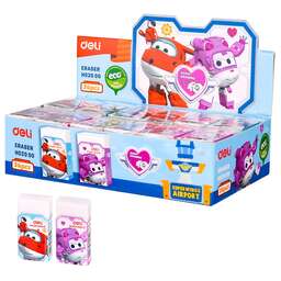 DELI Ластик EH02000 Super Wings 45x25x12мм белый картонный дисплей