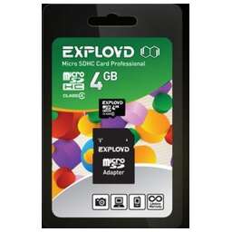 EXPLOYD MicroSDHC 4GB Class4 + адаптер SD [EX004GCSDHC4-AD]