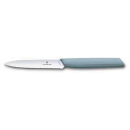 VICTORINOX Нож кухонный Swiss Modern (6.9006.10W21) стальной универсальный лезв.100мм серрейт. заточка голубой