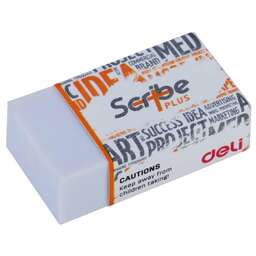 DELI Ластик EH00310 Scribe Plus 40x22x12мм белый индивидуальная картонная упаковка