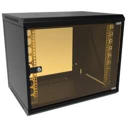 SUPRLAN Шкаф коммутационный (05-1093-B) настенный 9U 600x450мм пер.дв.стекл направл.под закл.гайки 70кг черный 385мм 19.01кг 500мм металл