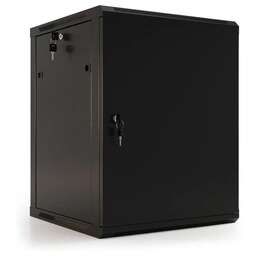 HYPERLINE Шкаф коммутационный (TWB-2766-SR-RAL9004) настенный 27U 600x600мм пер.дв.стал.лист 2 бок.пан. 60кг черный 520мм 180град. 1304мм IP20 сталь