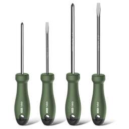 DELI Набор отверток "Home Series Green" HT1004L 4шт SL5x100+SL6x150+PH1x100+PH2x150, эксклюзивный дизайн, рукоятка из высококачественного софттач пластика