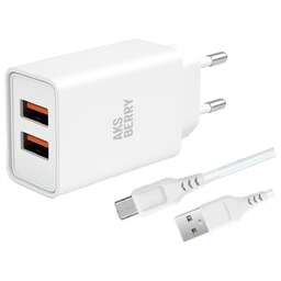 AKSBERRY (6900203230010) T38 2 USB 2.4A + MicroUSB белый