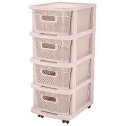KEEPLEX KL379622005 Ajur с корзинами на колесиках четырехсекционный компакт 37х30х69см бежевый топаз