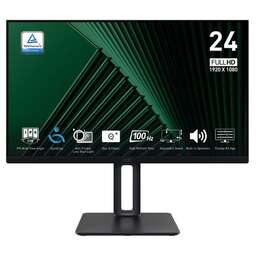 MSI Монитор 23.8" PRO MP245PG Black (IPS, 1920x1080, D-Sub+HDMI+DP, 4 ms, 178°/178°, 300 cd/m, 1300:1, 100Hz, Spk, Pivot)