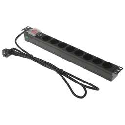 LANMASTER Блок распределения питания TWT-PDU19-16A8P-1.8 гор.размещ. 8xSchuko базовые 16A Schuko 1.8м