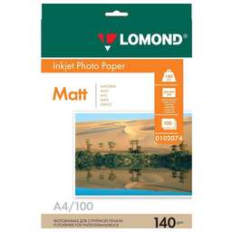 LOMOND Фотобумага A4, для струйной печати, 100л, 140г/м2, белый, покрытие матовое [0102074]