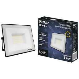 RITTER 53428 4 Прожектор светодиодный, ПРОФИ, 180-240В, 50Вт, 2700К, 5000Лм, IP65, черный, 53428 4,