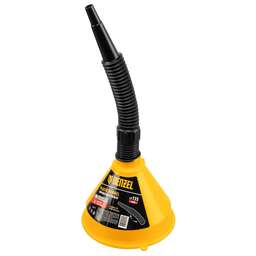 DENZEL Воронка пластиковая 135 мм с металлическим ситом, гибким наконечником и непроливайкой 537210