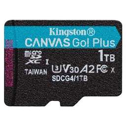 KINGSTON Карта памяти microSDXC UHS-I U3 Canvas Go Plus 1024 ГБ, 200 МБ/с, Class 10, SDCG4/1TBSP, 1 шт., без адаптера