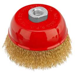 MATRIX Щетка для УШМ, 100 мм, М14, "чашка", латунированная витая проволока//